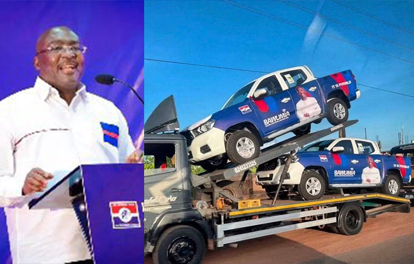 Social media reacts to Video of Bawumia branded Hilux campaign pickups